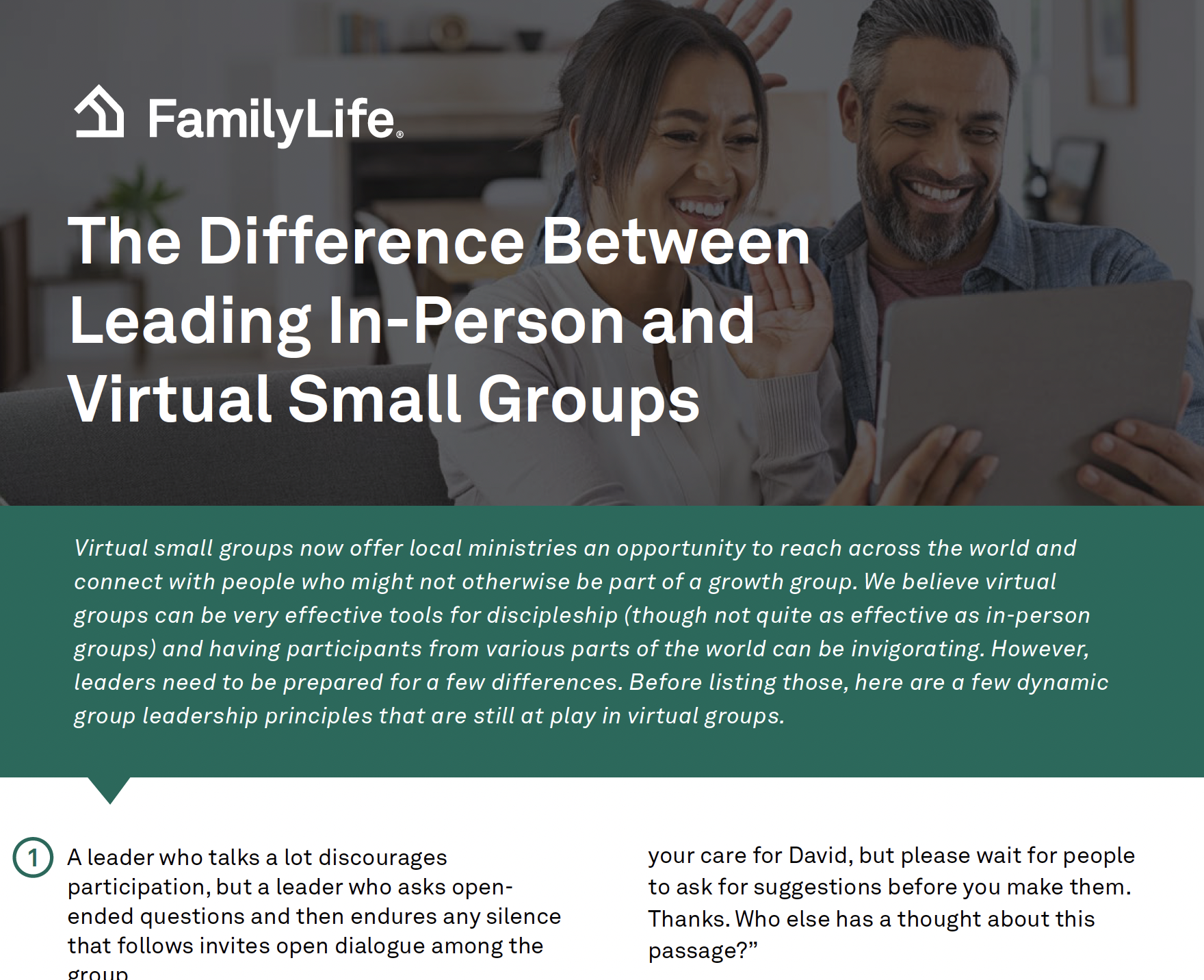Small Group Tip Sheet